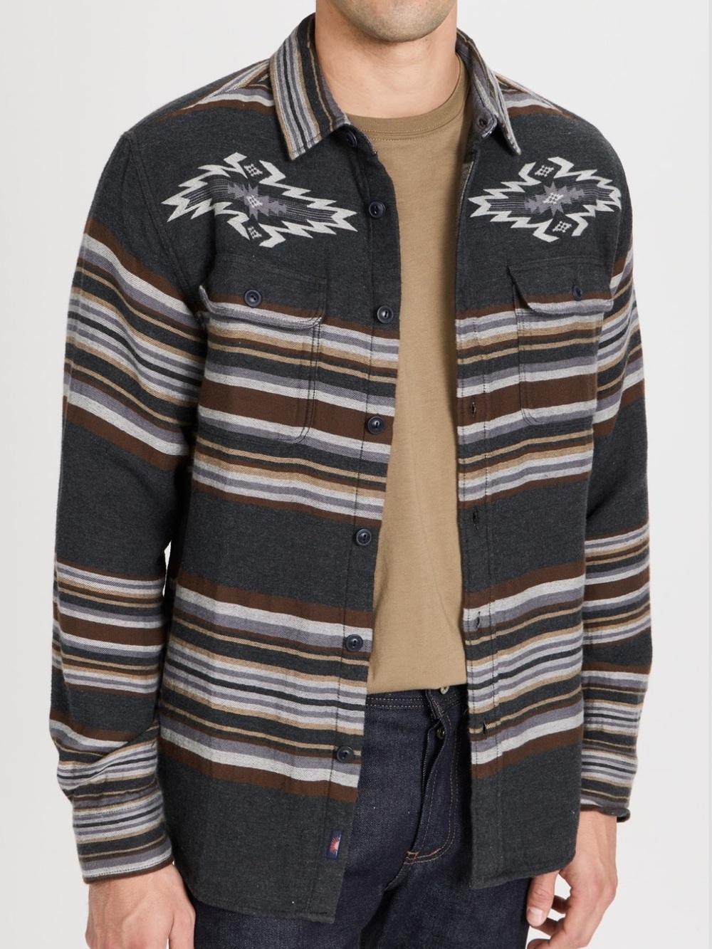 Faherty canyon Cream and Black Pullover with Sun Logo